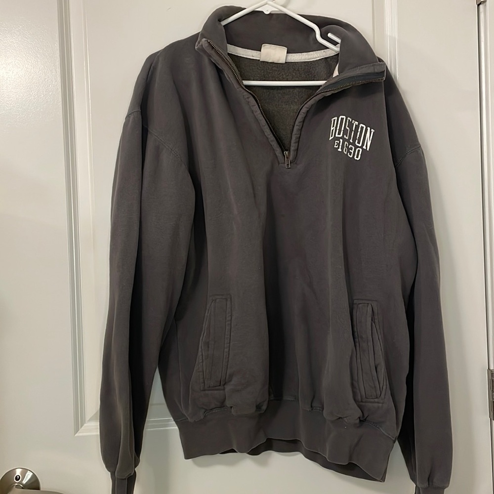 Vintage Boston Light Grey Quarter Zip Sweater
